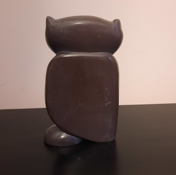 Vintage Stylized Carved Stone Owl Figurine - Picture 2 of 8